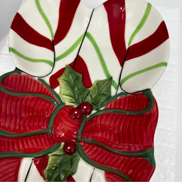 Fitz And Floyd Snack Therapy Candy Cane Striped Tray Dish - Picture 1 of 16
